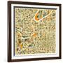 Kansas City Map-Jazzberry Blue-Framed Art Print