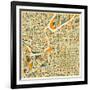 Kansas City Map-Jazzberry Blue-Framed Art Print