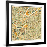 Kansas City Map-Jazzberry Blue-Framed Art Print