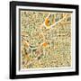 Kansas City Map-Jazzberry Blue-Framed Art Print