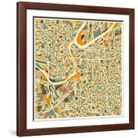 Kansas City Map-Jazzberry Blue-Framed Art Print