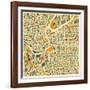 Kansas City Map-Jazzberry Blue-Framed Art Print