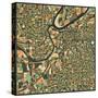 Kansas City Map-Jazzberry Blue-Stretched Canvas