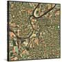 Kansas City Map-Jazzberry Blue-Stretched Canvas