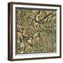 Kansas City Map-Jazzberry Blue-Framed Art Print