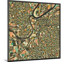 Kansas City Map-Jazzberry Blue-Mounted Art Print