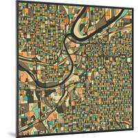 Kansas City Map-Jazzberry Blue-Mounted Art Print