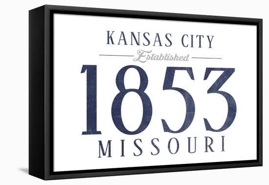 Kansas City, Missouri - Established Date (Blue)-Lantern Press-Framed Stretched Canvas