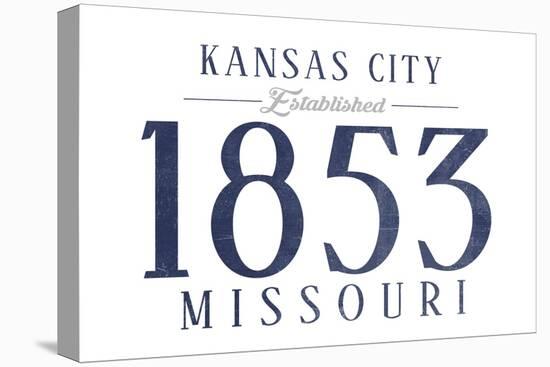 Kansas City, Missouri - Established Date (Blue)-Lantern Press-Stretched Canvas