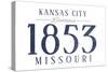 Kansas City, Missouri - Established Date (Blue)-Lantern Press-Stretched Canvas