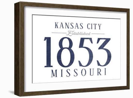 Kansas City, Missouri - Established Date (Blue)-Lantern Press-Framed Art Print