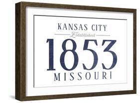 Kansas City, Missouri - Established Date (Blue)-Lantern Press-Framed Art Print