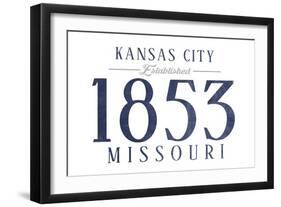 Kansas City, Missouri - Established Date (Blue)-Lantern Press-Framed Art Print