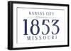 Kansas City, Missouri - Established Date (Blue)-Lantern Press-Framed Art Print