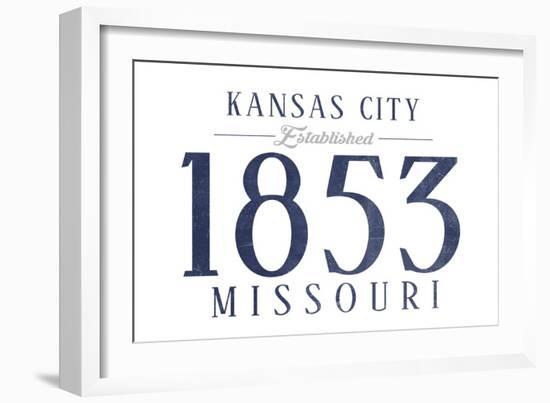 Kansas City, Missouri - Established Date (Blue)-Lantern Press-Framed Art Print