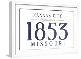 Kansas City, Missouri - Established Date (Blue)-Lantern Press-Framed Art Print