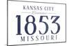 Kansas City, Missouri - Established Date (Blue)-Lantern Press-Mounted Art Print