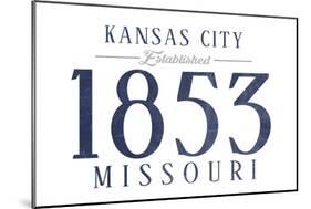 Kansas City, Missouri - Established Date (Blue)-Lantern Press-Mounted Art Print
