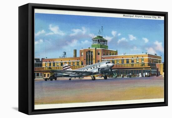 Kansas City, Missouri - Exterior View of Municipal Airport-Lantern Press-Framed Stretched Canvas