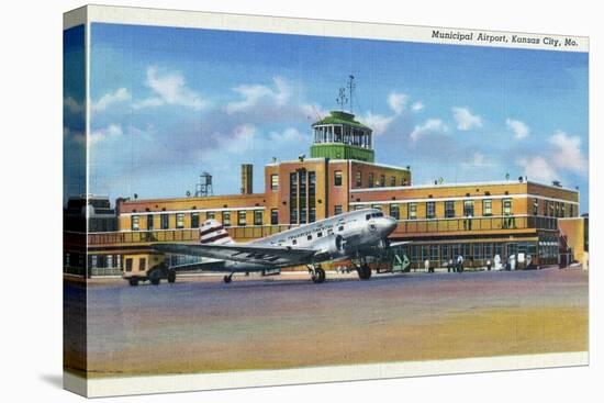 Kansas City, Missouri - Exterior View of Municipal Airport-Lantern Press-Stretched Canvas