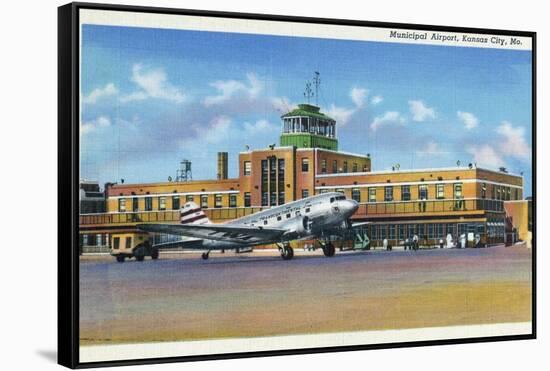 Kansas City, Missouri - Exterior View of Municipal Airport-Lantern Press-Framed Stretched Canvas