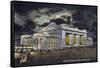 Kansas City, Missouri - Exterior View of Union Station at Night-Lantern Press-Framed Stretched Canvas