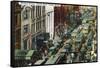 Kansas City, Missouri - General Northern View Up Walnut Street from Tenth Street-Lantern Press-Framed Stretched Canvas