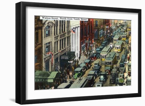 Kansas City, Missouri - General Northern View Up Walnut Street from Tenth Street-Lantern Press-Framed Art Print