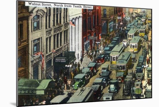 Kansas City, Missouri - General Northern View Up Walnut Street from Tenth Street-Lantern Press-Mounted Art Print