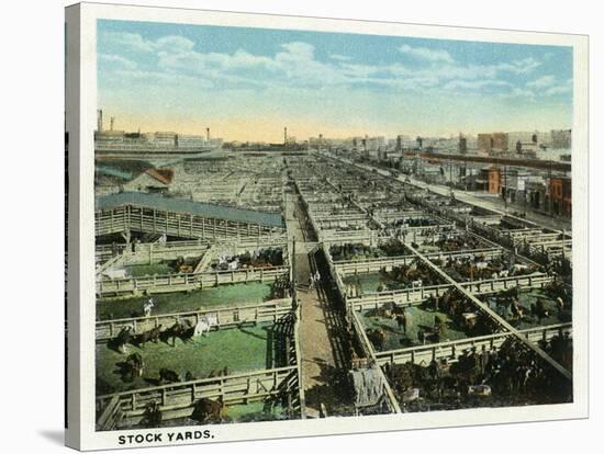 Kansas City, Missouri - General View of the Stockyards-Lantern Press-Stretched Canvas