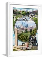 Kansas City, Missouri - Montage Scenes-Lantern Press-Framed Art Print