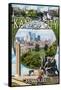 Kansas City, Missouri - Montage Scenes-Lantern Press-Framed Stretched Canvas