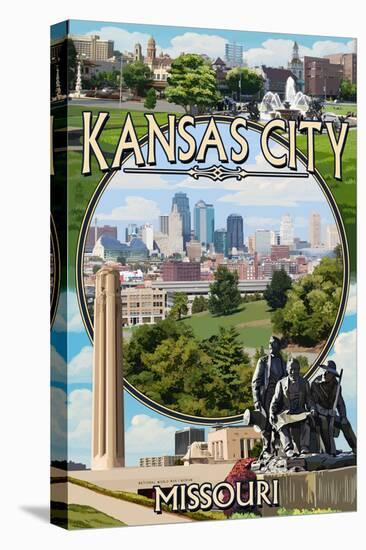 Kansas City, Missouri - Montage Scenes-Lantern Press-Stretched Canvas