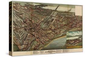 Kansas City, Missouri - Panoramic Map-Lantern Press-Stretched Canvas