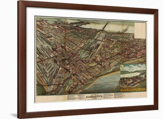 Kansas City, Missouri - Panoramic Map-Lantern Press-Framed Premium Giclee Print