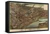 Kansas City, Missouri - Panoramic Map-Lantern Press-Framed Stretched Canvas