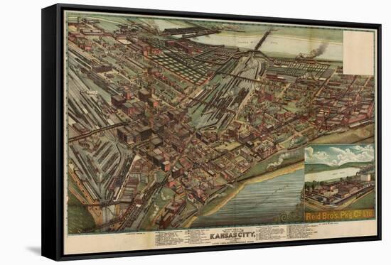 Kansas City, Missouri - Panoramic Map-Lantern Press-Framed Stretched Canvas