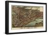 Kansas City, Missouri - Panoramic Map-Lantern Press-Framed Art Print