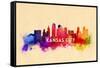 Kansas City, Missouri - Skyline Abstract-Lantern Press-Framed Stretched Canvas