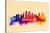 Kansas City, Missouri - Skyline Abstract-Lantern Press-Stretched Canvas