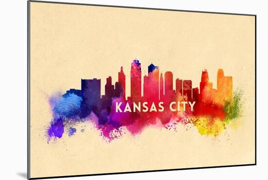 Kansas City, Missouri - Skyline Abstract-Lantern Press-Mounted Art Print