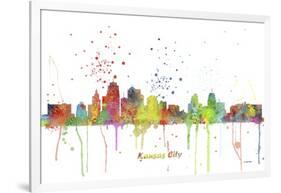 Kansas City Missouri Skyline MCLR 1-Marlene Watson-Framed Giclee Print