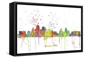 Kansas City Missouri Skyline MCLR 1-Marlene Watson-Framed Stretched Canvas