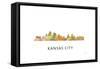 Kansas City Missouri Skyline-Marlene Watson-Framed Stretched Canvas