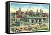 Kansas City, Missouri - Union Station and Skyline View-Lantern Press-Framed Stretched Canvas