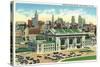 Kansas City, Missouri - Union Station and Skyline View-Lantern Press-Stretched Canvas