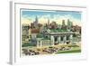 Kansas City, Missouri - Union Station and Skyline View-Lantern Press-Framed Art Print