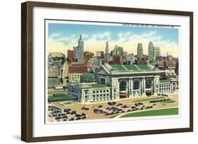 Kansas City, Missouri - Union Station and Skyline View-Lantern Press-Framed Art Print