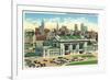 Kansas City, Missouri - Union Station and Skyline View-Lantern Press-Framed Premium Giclee Print