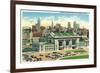 Kansas City, Missouri - Union Station and Skyline View-Lantern Press-Framed Premium Giclee Print